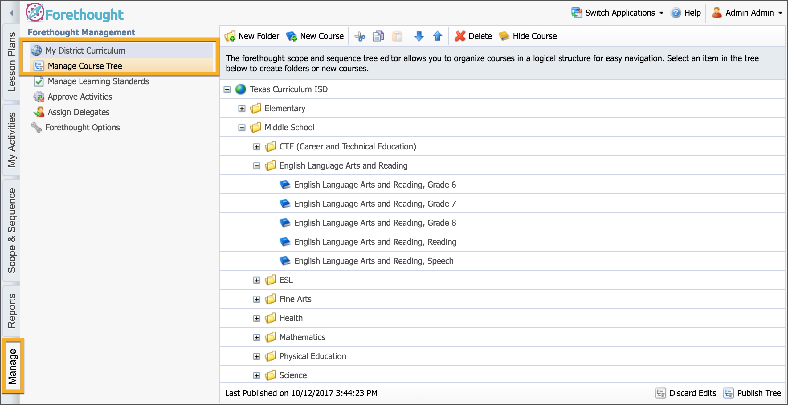 Manage the Course Tree Eduphoria!